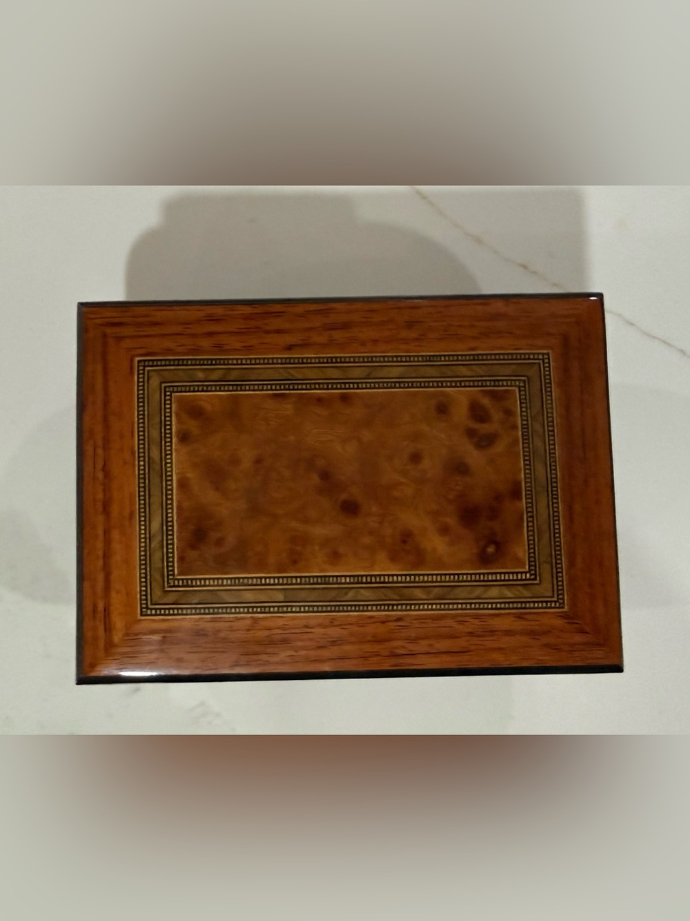 Horchow Burlwood Inlay Jewelry Box - Brown